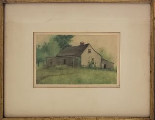 Ella Dupuy Watercolor on Paper, "Oldest House, Nantucket"