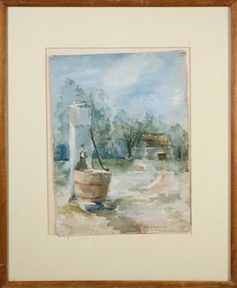M.H. Congdon Watercolor on Paper "The Well Pump"