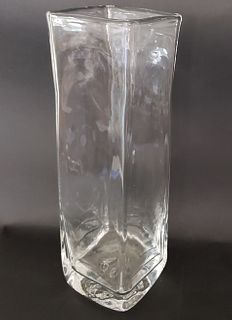 Vintage Simon Pearce Large Hand Blown Rectangular Crystal Vase