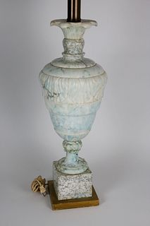 Large Vintage Blue and White Italian Marble Lamp