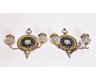 PAIR BRASS WALL SCONCES