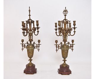LARGE PAIR ORNATE FRENCH CANDELABRA