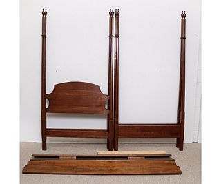 TWO SHERATON STYLE STICKLEY BEDS