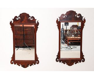 TWO CHIPPENDALE STYLE CARVED MIRRORS