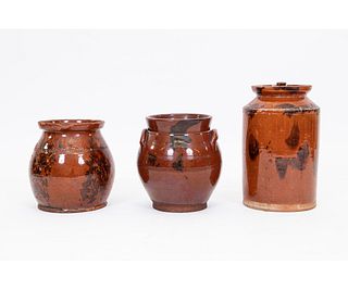 THREE PIECES OF REDWARE
