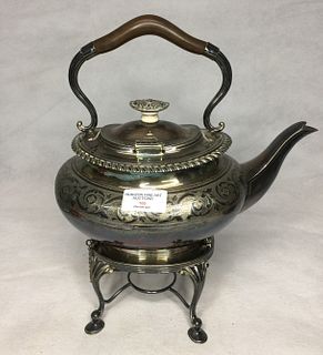 SILVER PLATE TEAPOT WITH STAND,D 31CM X 26CM X 15CM