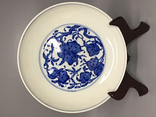 CHINESE BLUE AND WHITE PLATE ,D 23CM