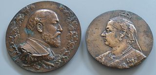 ALBERT EDWARD, PRINCE OF WALES(LATER EDWARD VII), AND QUEEN ALEXANDRA,BAS-RELIEF CIRCULAR CAST BRONZE PORTRAIT PLAQUETTE,BY CHARLES BELL BIRCH,ARA(183