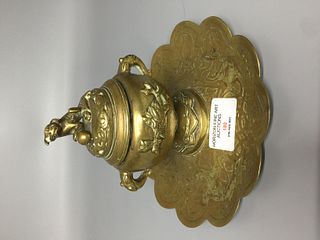 CHINESE BRONZE CENSER , CONVERTED TO INK HOLDER, H 13CM
