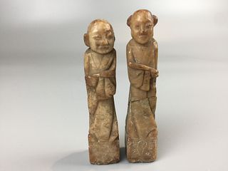 TWO CHINESE SOAP STONE FIGURES,H 9AM AND 9.5CM