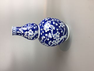 CHINESE BLUE AND WHITE DOUBLE GOURD VASE , H 24CM