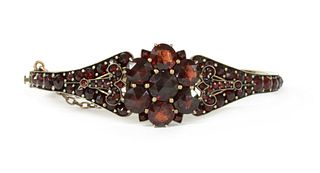 A late 19th century Bohemian garnet bangle,