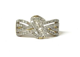 A 9ct gold diamond set knot design ring,