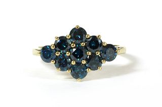 A 9ct gold treated blue diamond ring,