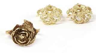 A pair of 9ct gold clip earrings, c.1970,