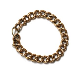 A hollow gold curb link bracelet,
