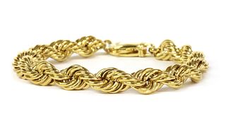 A 9ct gold hollow rope link bracelet,