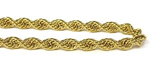 A 9ct gold hollow rope link necklace,