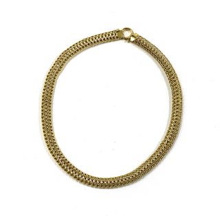 A 9ct gold three row hollow link necklace,