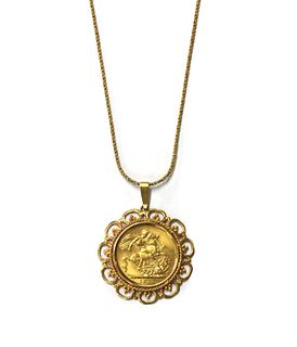 A George V sovereign pendant,