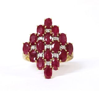A 9ct gold ruby and diamond ring,