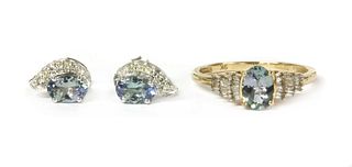 A 9ct gold gem set and diamond ring,