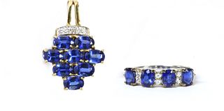 A 9ct gold kyanite and diamond pendant,