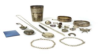 A quantity of silverware and jewellery,