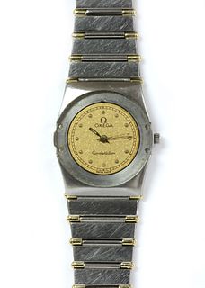 A ladies' bi-colour Omega Constellation quartz bracelet watch,