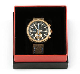 A gentlemen's stainless steel and bronze Vostok 'Almaz Space Station' quartz chronograph strap watch,