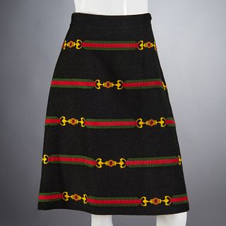 Gucci horsebit print wool skirt