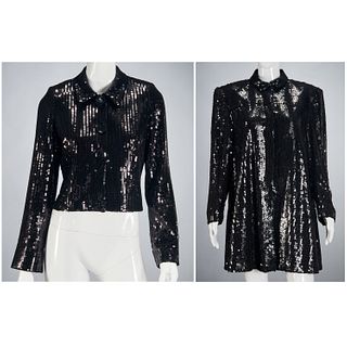 (2) Ladies black sequin jackets