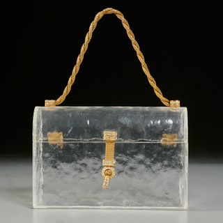 Vintage lucite handbag with gold chain