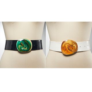 (2) Pierre Cardin vintage patent leather belts
