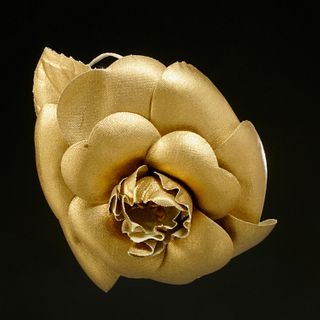 Chanel gold Camellia brooch