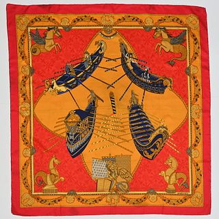 Hermes "Les Bissone de Venise" 90 cm silk scarf