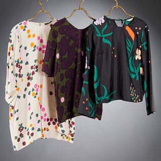 Group of  Marimekko printed silk tops