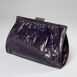 Gucci eggplant lizard handbag with jewel clasp