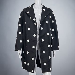 Oscar de la Renta black & white polka dot coat