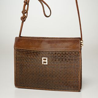 Vintage Fendi brown woven leather