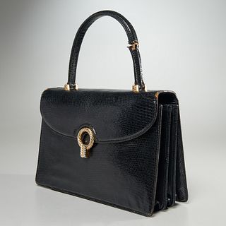 Gucci black lizard handbag