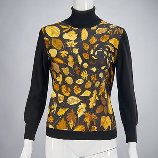 Hermes silk scarf "Tourbillons" print sweater