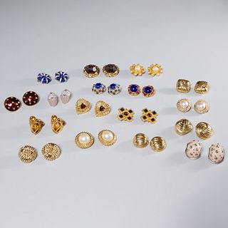 Group of costume jewelry clip earrings