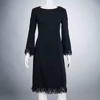 Vintage Christian Dior black lace trimmed dress