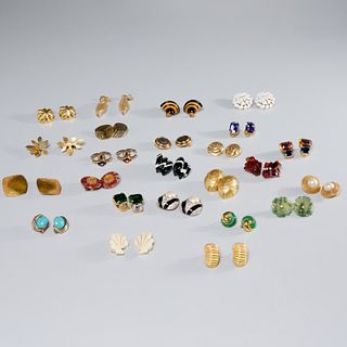 Group of costume jewelry clip earrings
