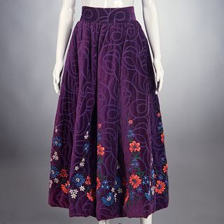 Adolfo long purple velvet maxi skirt