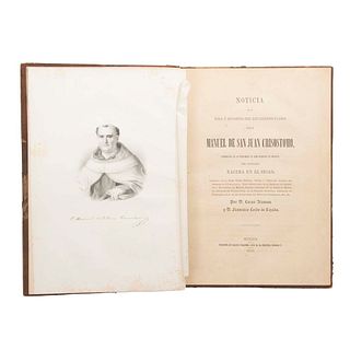 Alamán, Lucas - Lerdo de Tejada, Francisco. Corona Fúnebre en Honor de Fray Manuel de San Juan Crisóstomo... México, 1854. 2 láminas.