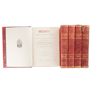 Riva Palacio, Vicente. México a través de los Siglos. México/Barcelona: ca. 1884 -1889. Ilustrados con cromolitografías. Piezas: 5.