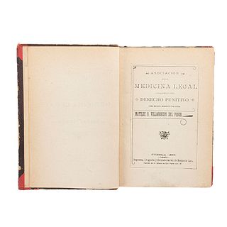 Villacreces de Fosco, Matilde O. Asociación de la Medicina Legal al Derecho Punitivo. Puebla: Imprenta deB. Lara, 1895. 3 tablas