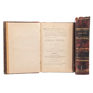 Codigo Civil y Penal del Edo. de Guanjuato México, 1871 / Código Penal para el Edo. de México, 1875. Piezas: 2.